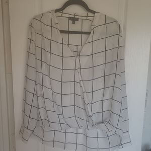 White and Black Grid Pattern Women's Top